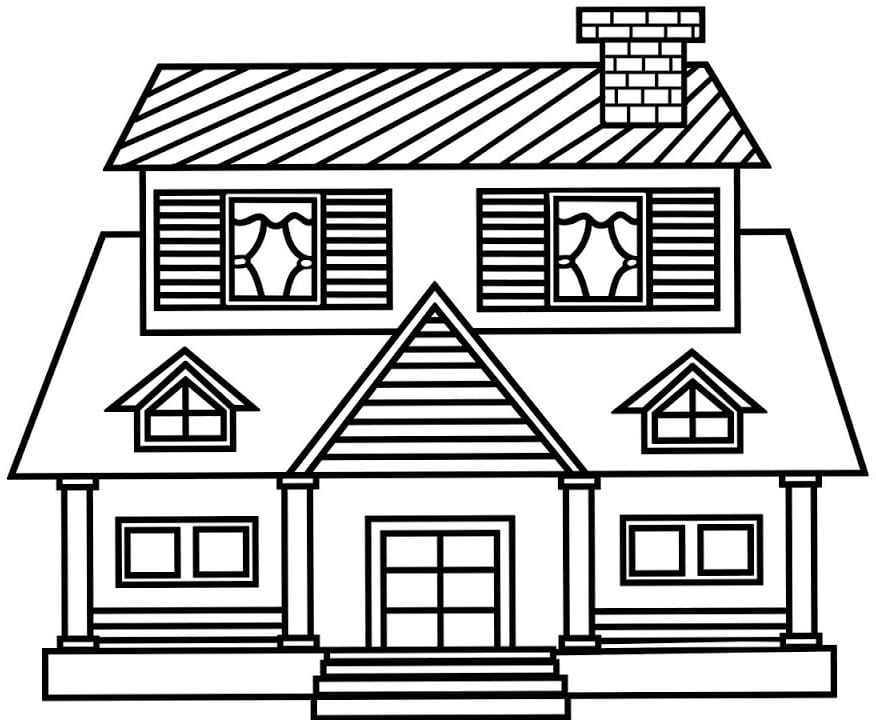 Bé tô màu ngôi nhà với hình khối đơn giản